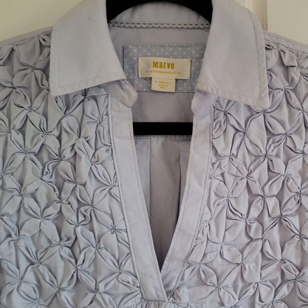 Chic Light Blue Textured Blouse - Picture 3 of 4